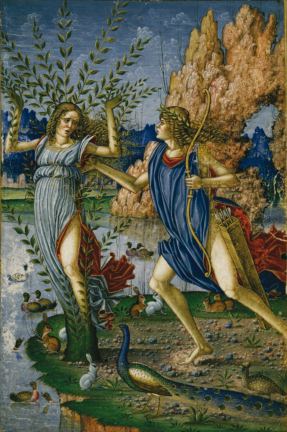 4. Miniatura de Apolo y Dafne. Herzog-August Bibliotheke. Wolfenbüttel. 1500 ca