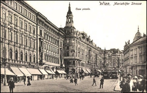 AK-Wien-Mariahilfer-Strasse-mit-Casa-piccola-Strassenbahnen