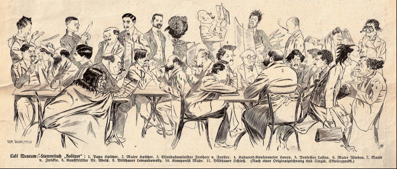 Miembros de la Künstlerhaus en el Café Museum