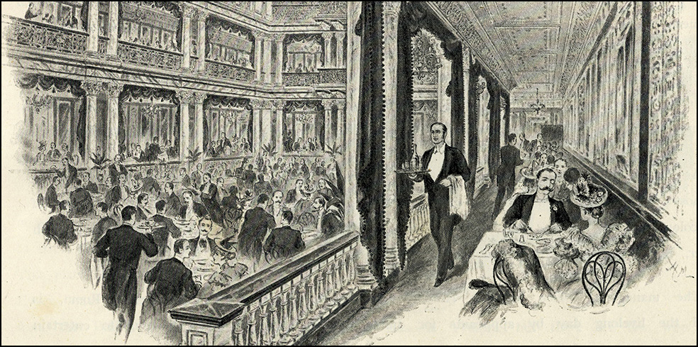 Featured image credit ‘The Grand Salon_ in Frederick Leal, ‘Holborn Restaurant Illustrated_ (1894). Courtesy of the Bishopsgate Institute.
