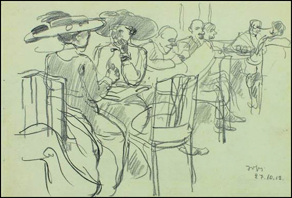 George Groz Cafe Josty dibujo 1912