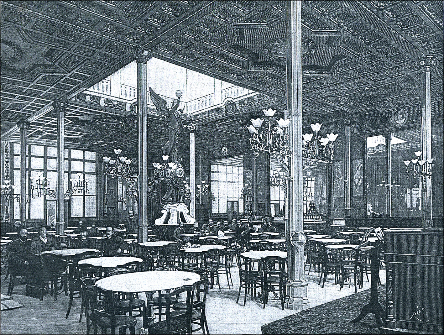 2 Café España de Valencia Ilustración Esp. y Americana 1889.